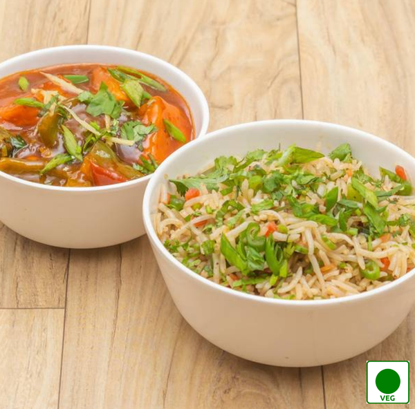 Chilli Paneer [4 Pieces] + Rice + Salad